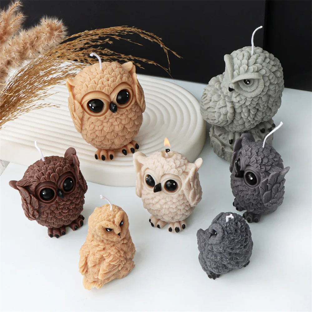3D Owl Silicone Candle Mold Diy Cute Little Animal Candle Making Supplies Handmade Soap Plaster Craft Resin Mold Home Decor Gift