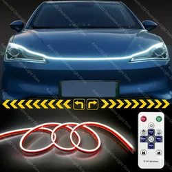1PC 150CM/180CM Dynamic LED Car Hood Lights Strip Universal Engine Hood Guide Decorative Light Bar Car Running Turn Signal Light