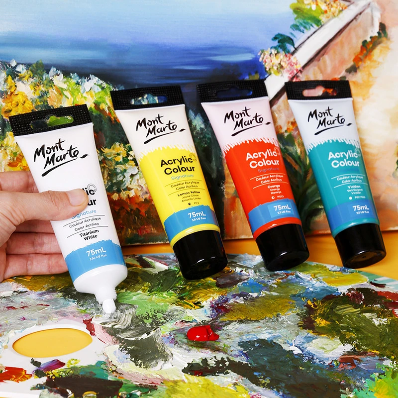 Peinture Acrylique Professionnelle de 6/8/12/18/24 Couleurs, Ensemble de Peinture Murale Peinte à la Main sur Toile et Tissu de 75ml pour Étudiant