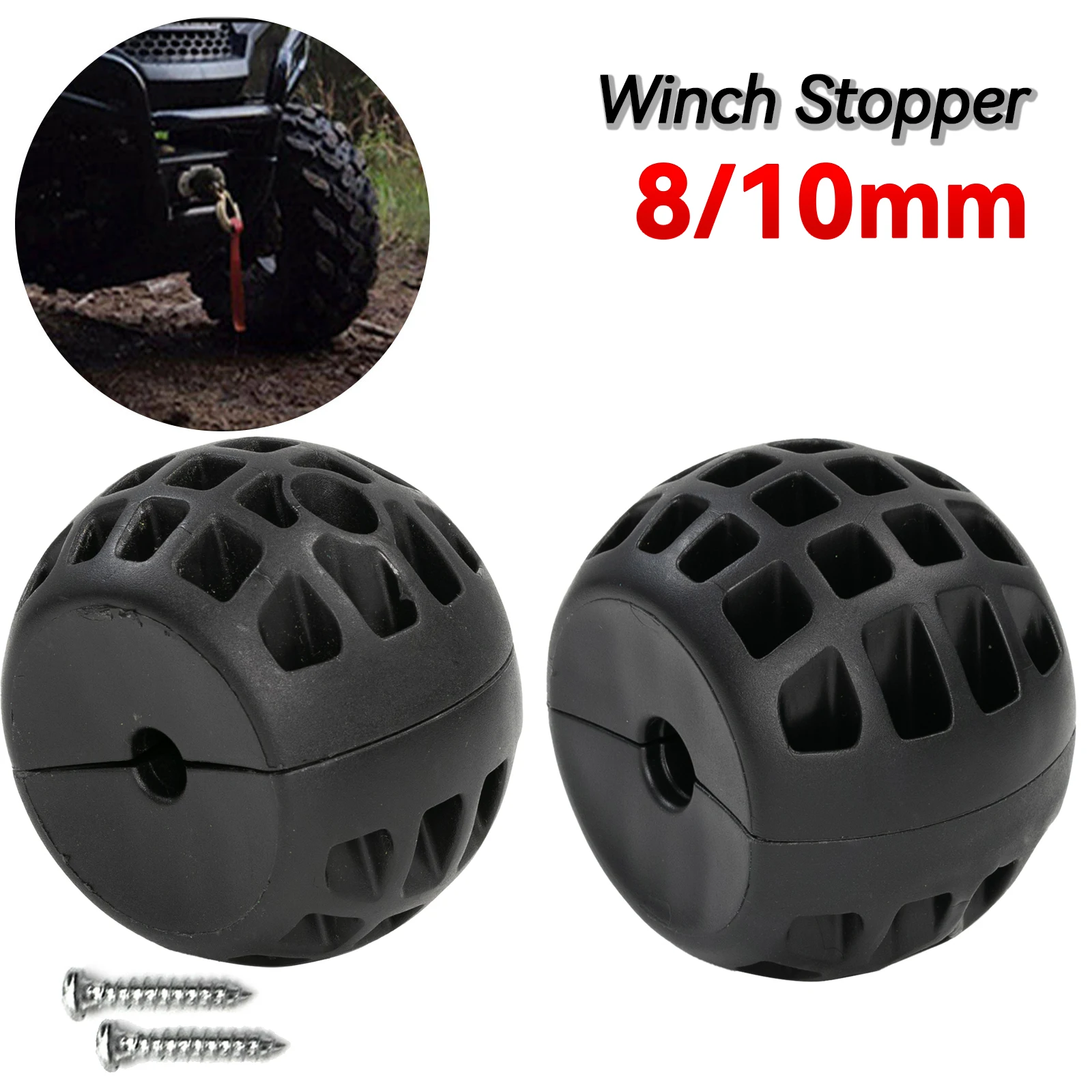 8mm/10mm Winch Rope Hook Stopper Line Save Winch Guard Cable Stop Rubber Cushion Shock ATV UTV Commander Automobiles Accessories