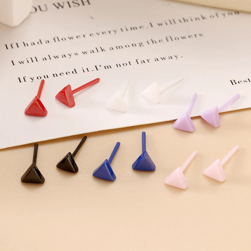 

1 Pair Ceramic Stud Earrings For Women Girls Smooth Ear Bone Nail Ear Rod Jewelry Gifts Hypoallergenic Triangle Earring Men Boys