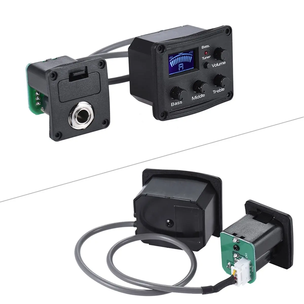 3-Band EQ Equalizer Tuner System with LCD Display Small Guitar Equalizer Ukelele Piezo Pickup Preamp