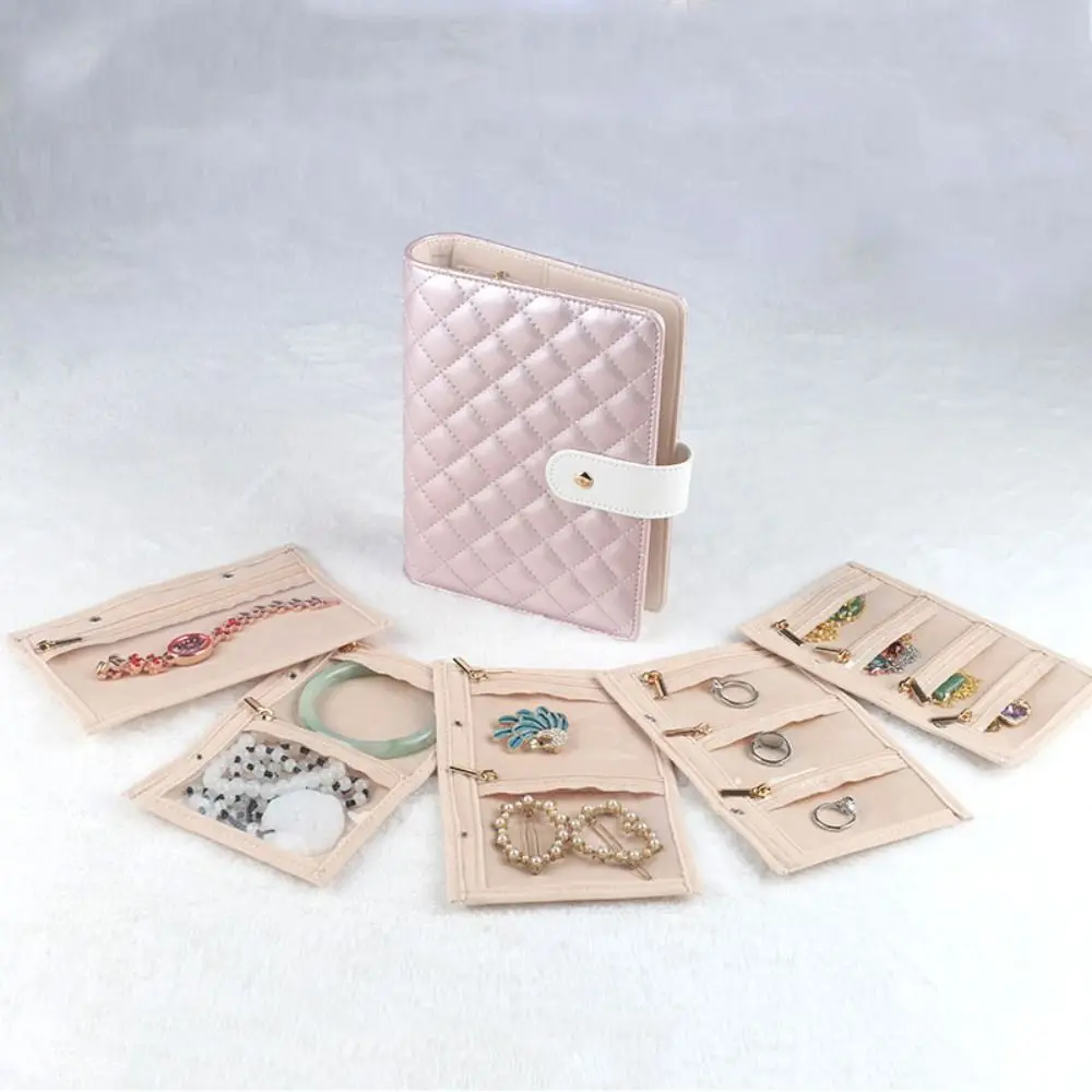 Earrings Necklace Velvet Jewelry Packing Bag Bracelet Rings Zipper Jewelry Storage Case Transparent Multi-pockets