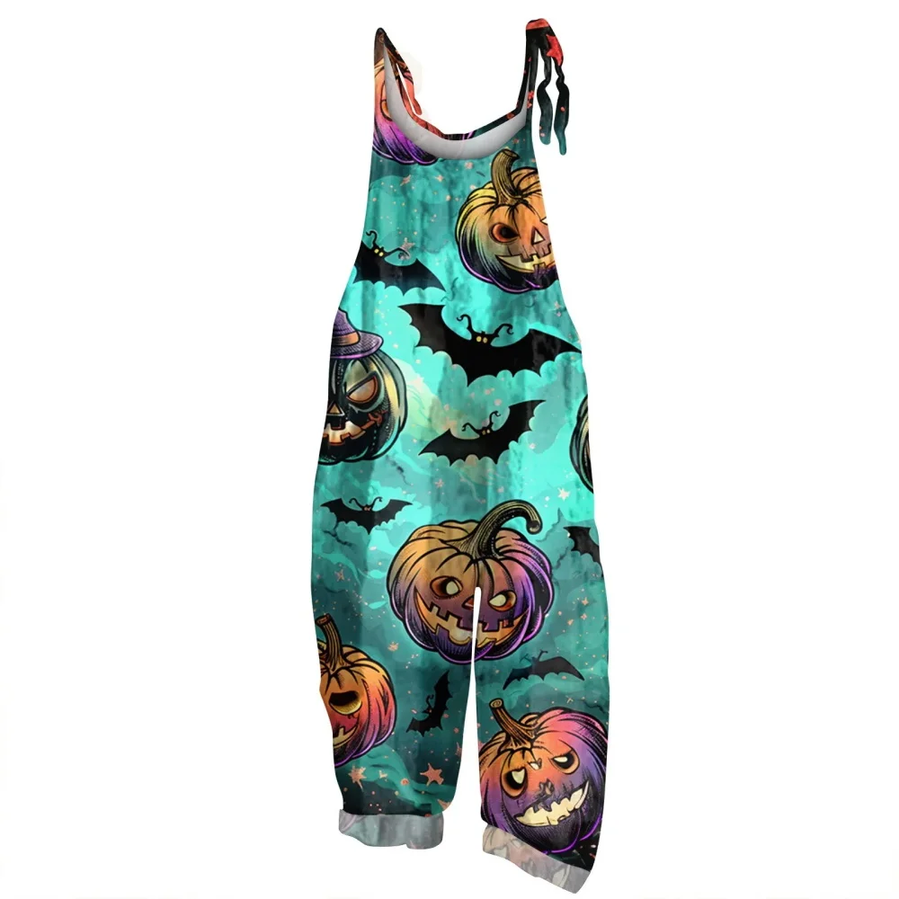Summer 2025 Women's Breathable One-Piece Pants, 3D Gray Cartoon Batwing Print, Stylish Casual Loose One-Piece Pants