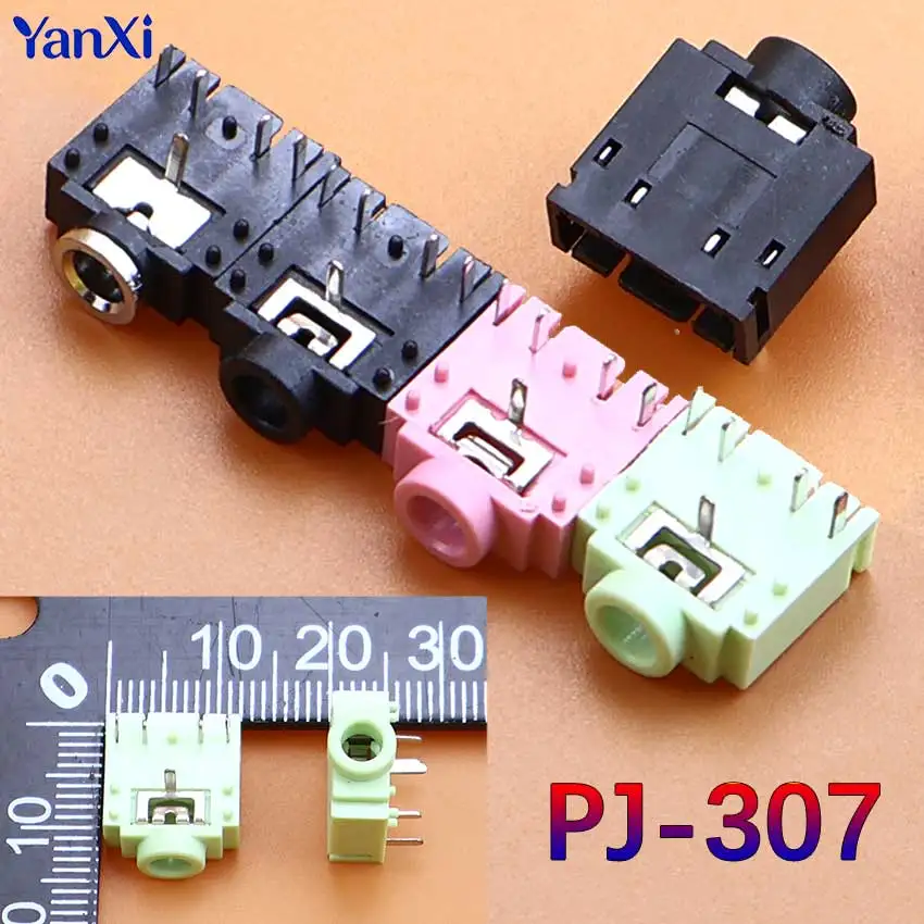 10PCS 3F07 PJ-307 PJ307 3.5mm Headphone Audio Jack 5Pin Black Pink Green DIP PCB Mount Stereo Earphone Female Socket Connector