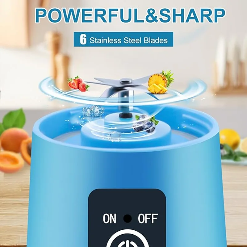 380ml ポータブル電動ジューサー フルーツスムージーブレンダー USB充電式ミニジューサーブレンダー 旅行やフィットネスに最適