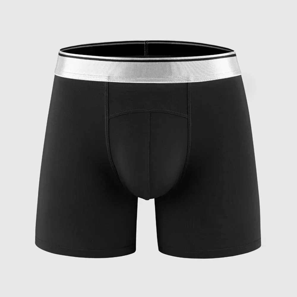 Cueca Boxer Respirável Masculina, Roupa Interior Modal, Pernas Longas, Tronco Esportivo, Bolsa de Bojo