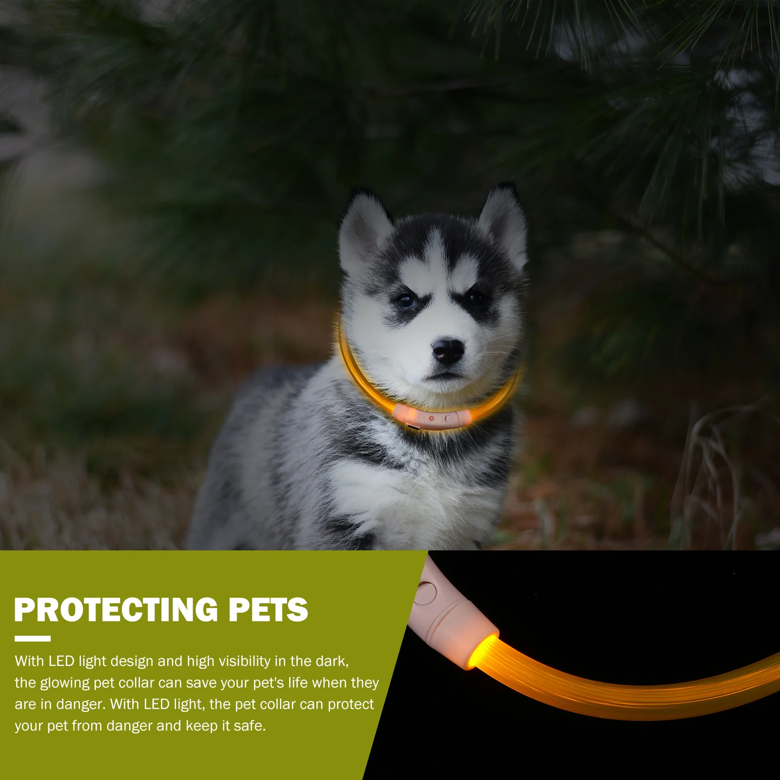 

LED Dog Collar USB Charge Glowing Pet Safety Night Visibility Press Button on Off Durable Handy Long Use Dog Collar