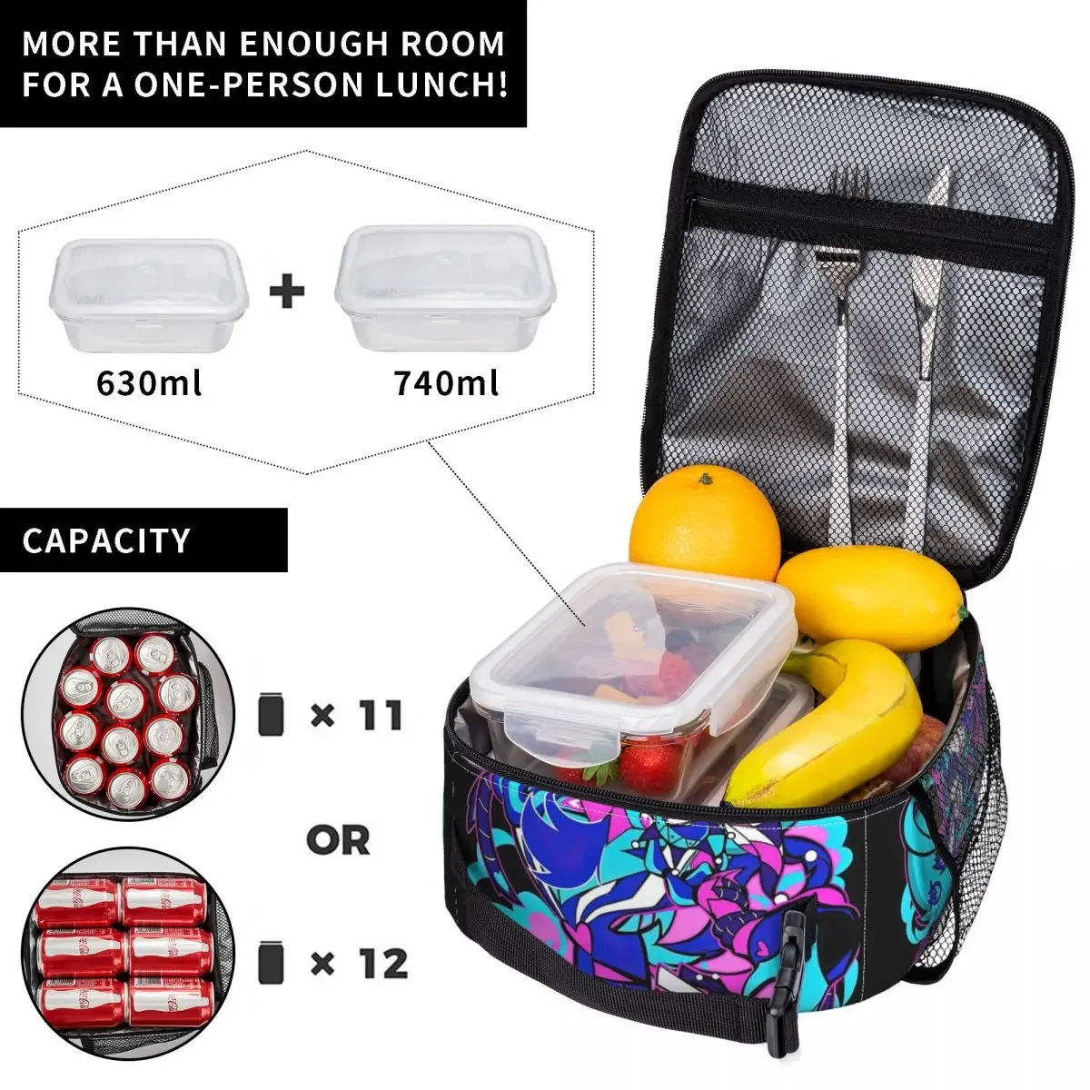 Ozzie Fizzarolli Hazbins Hotels Insulated Lunch Bags Leakproof Lunch Container Cooler Bag Tote Lunch Box School Bento Pouch