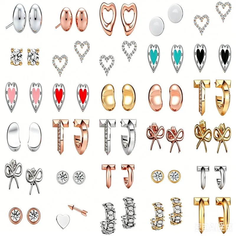 

Classic high-quality diamond-set drop-paste heart electroplated 925 silver heart-shaped smiling earrings