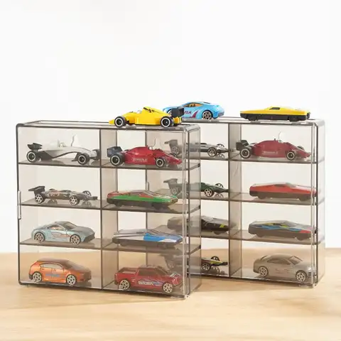 1:64 Akryl Bildisplaylåda För Hot Wheels Bilmodell Leksakslåda 8 Rutnät Skåpställ Dammtät Stapelbar Bilförvaringslåda För Hotwheels 8 best sales förvaring av hot wheels - №8