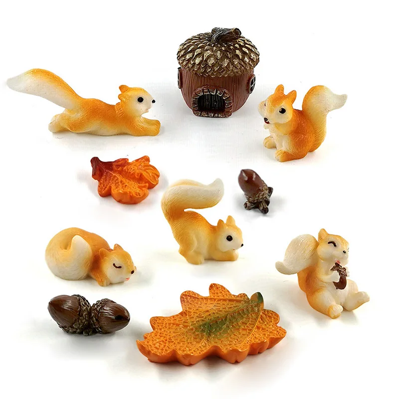 5 Peças de Figurinha Miniatura de Esquilo, Personagem de Animal Simulado em Estilo Cartoon, Ornamento para Jardim de Fadas, Decoração de Mesa, Acessório DIY