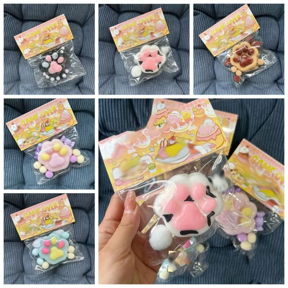 Zachte Pluche Bal Kat Poot Knijpspeeltje TPR Zintuiglijk Speelgoed Cartoon Fidget Speelgoed Siliconen 3D Pinch Decompressie Speelgoed Grappig Speelgoed