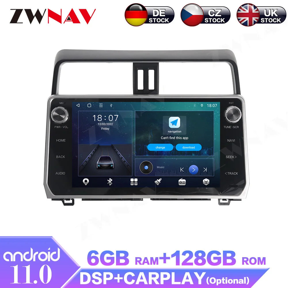 Android For Toyota Land Cruiser Prado 150 2018 -2022 Car Multimedia Video Player Auto GPS Navigation Radio DSP Head Unit Carplay