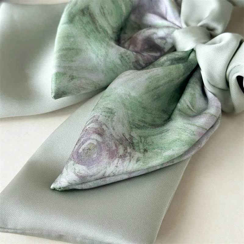Hanfu Bow Ribbon Large Intestine Hair Ring High-Grade Satin Korean Hair Accessories Low Ponytail Band Autumn New Headline Tassel