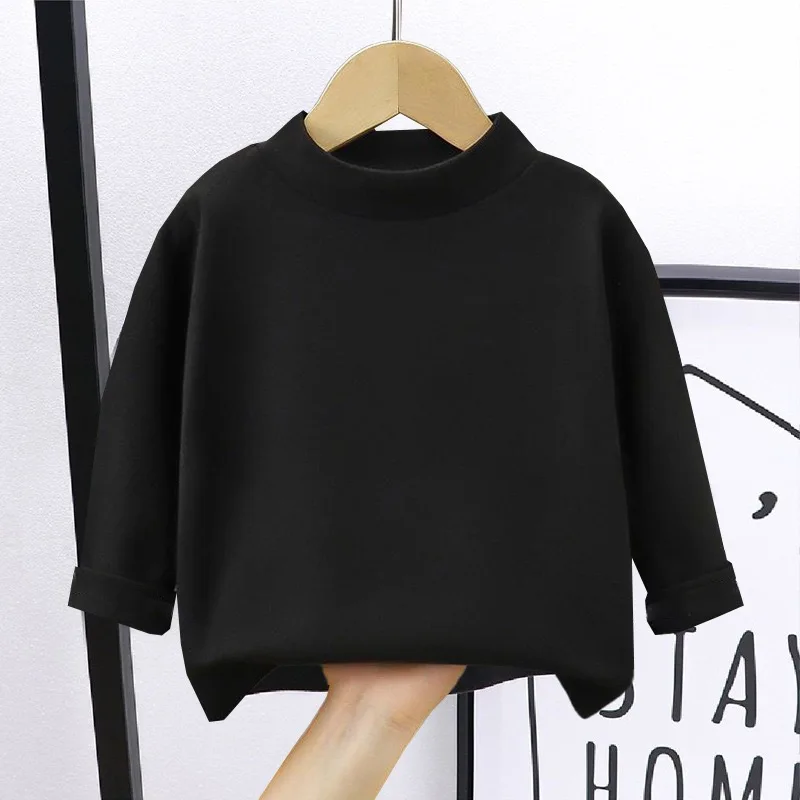 الأطفال طويلة الأكمام تي شيرت الخريف الربيع بلون الفتيان الفتيات بلايز المراهقين قمصان عادية الاطفال المحملة ملابس الطفل 1-10Y #4