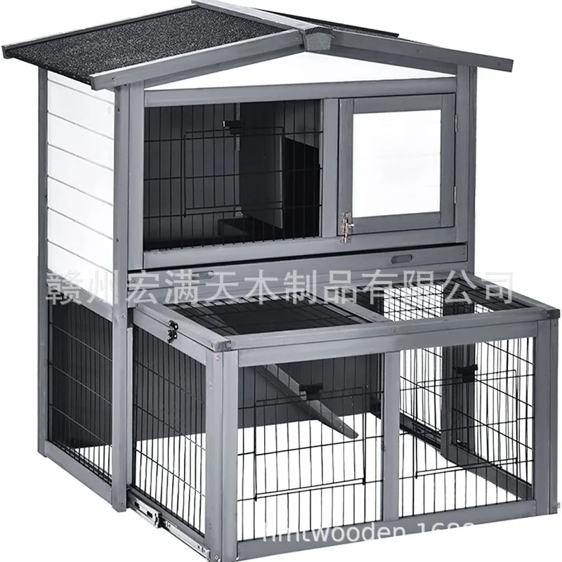 Outdoor rabbit cage rabbit special wooden house villa large space cage breeding cage household outdoor nest anti-s