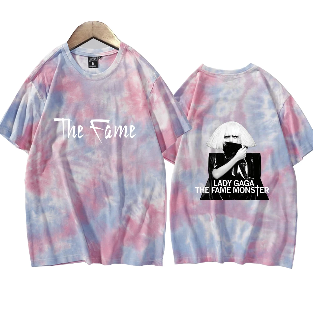 Lady Gaga The Fame 2024 Tie Dye koszule mężczyzna kobieta Harajuku letnia koszulka na co dzień topy regularne topy Oversize