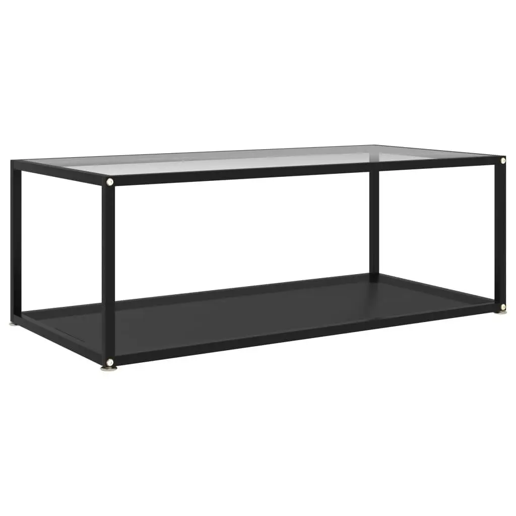 Stylish Transparent & Black Coffee Table 39.4x19.7x13.8 Tempered Glass Modern Design