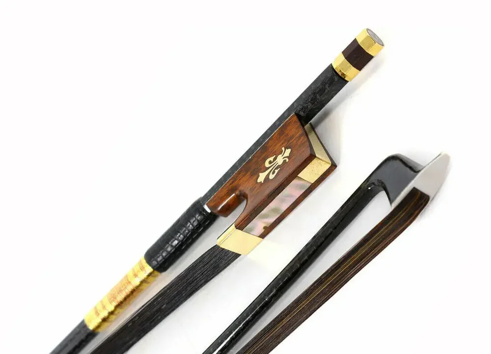 

Braided Carbon Fiber Violin Bow 4/4 Full Size Top Grade Snake Wood Frog Bow Black Bows Hair Red Silk Black Leather Handle