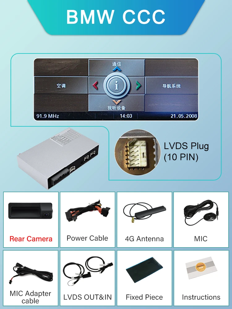 stwei Drahtloses CarPlay-Modul für BMW 3er E90 E91 E92 E93 5er E60 E61 CCC 2005-2008 CIC 2009-2012 Auto Play Android Auto 6