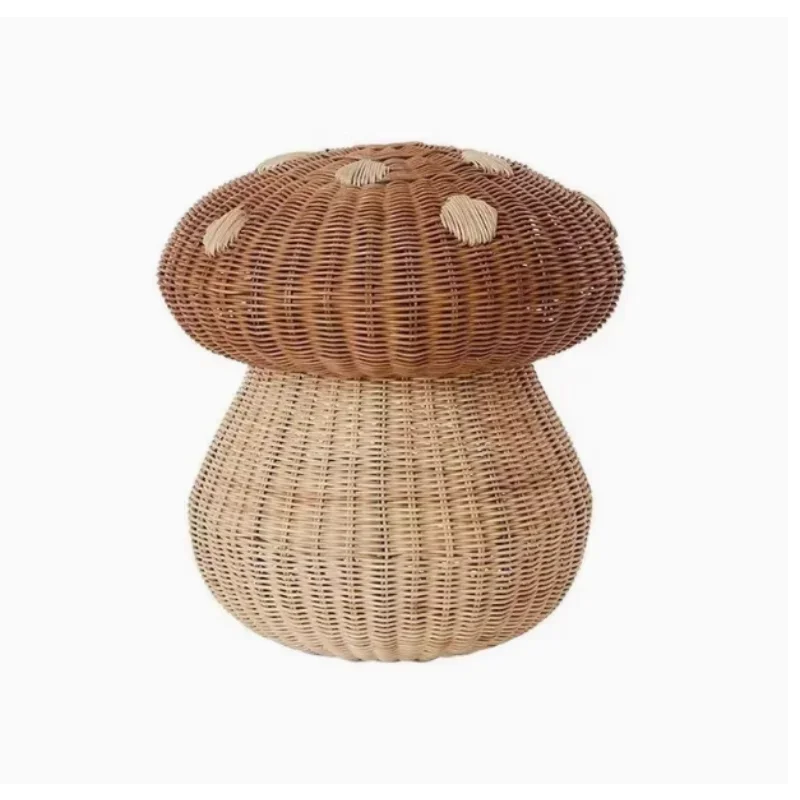 

Rattan mushroom-shaped stationery storage basket plush storage cabinet