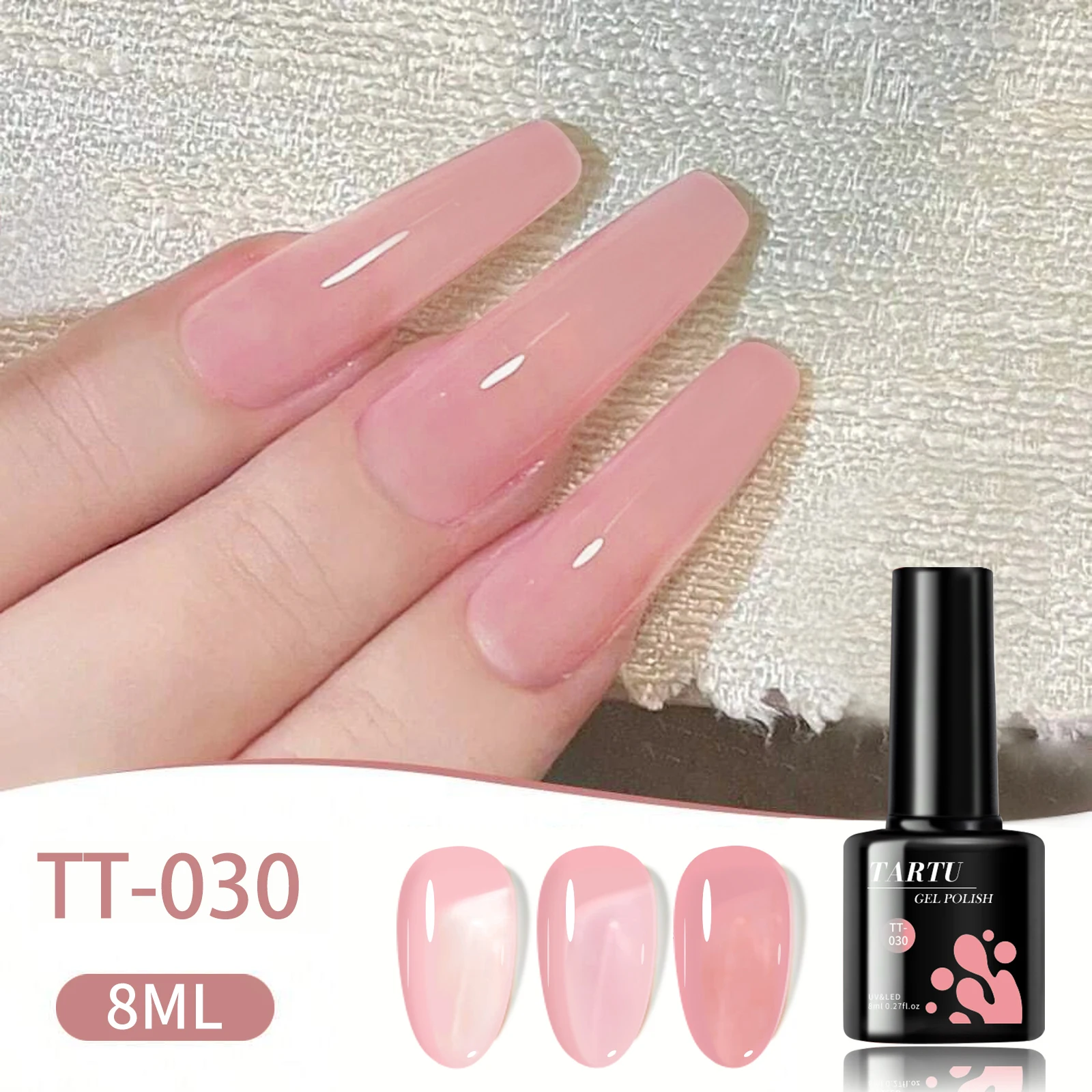 TARTU 8ml Semi Permanent Jelly - Nail Art Natural Pink recension och pris