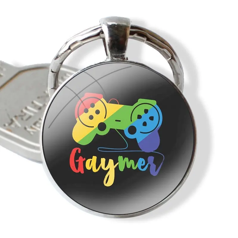 mer Shirt Lgbt Pride Gamer Rain Keychain Handmade Glass Cabochon Key Ring Holder Pendant Key Chains