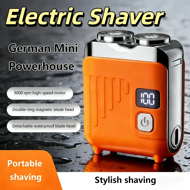 

Портативная электрическая бритва для мужчин с двойной плавающей магнитной головкой, перезаряжаемая мини-роторная электробритва для бороды