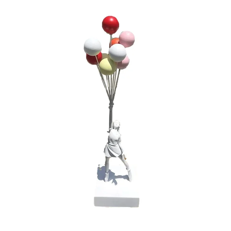 Banksy Art Balloon Girl Statues Banksy Healing Flying Balloon Girl Sculpture Resin Craft Home Living Room Decor Gift