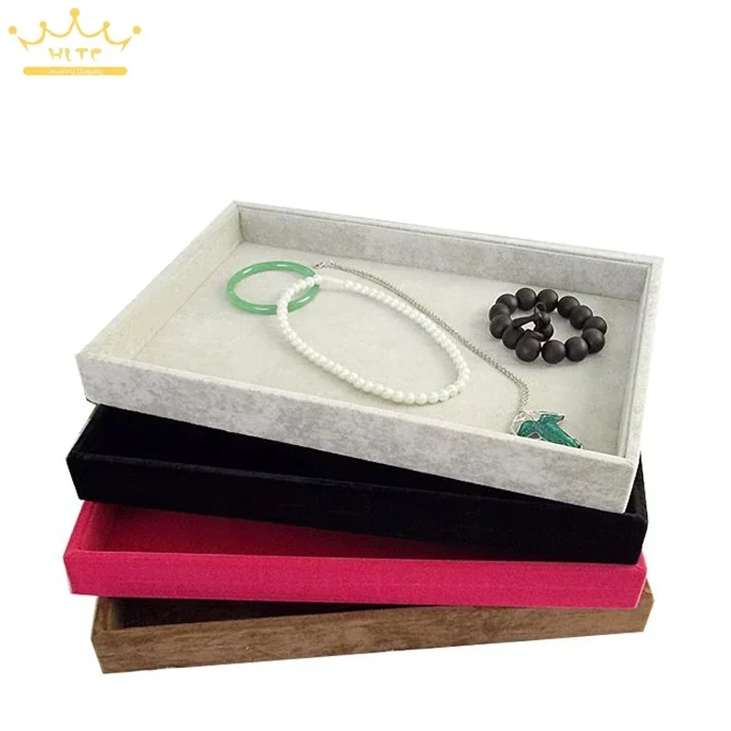 Velvet Flat Tray Large Size 35*24Cm Bracelet Watch Holder Jewelry Display Case Necklace Ring Earrings Storage Organizer