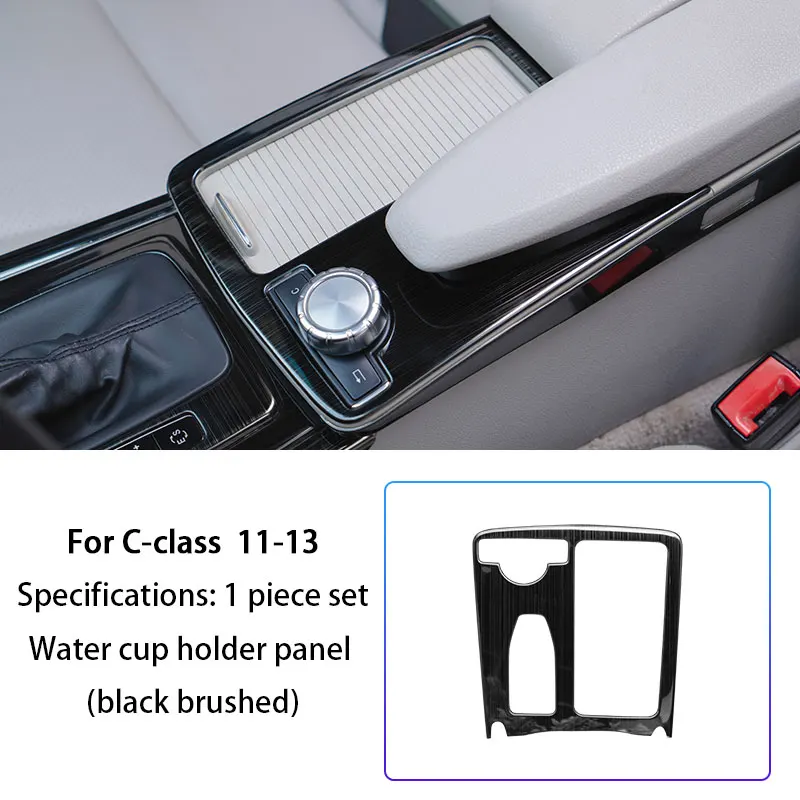 For Mercedes Benz C Class W204 C200 C220 2011-2013,Center Console Gear Shift Panel Water Cup Trim Cover Armrest Box Side Strips