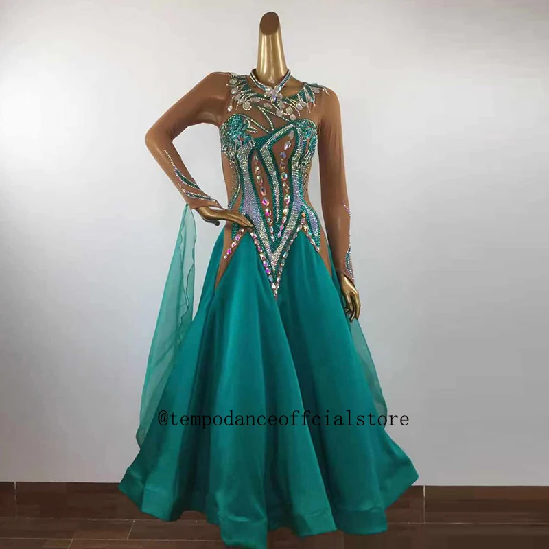 Customized New Style Ballroom Standard Dance Dress Waltz Competition Dress lady Ballroom Dance Dress Plus Size