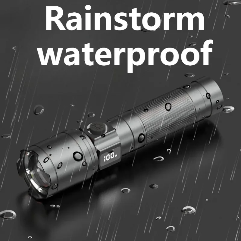 عالية الطاقة LED الأبيض مصباح يدوي ليزر USB قابلة للشحن شاشة ديجيتال زوومابلي الشعلة في الهواء الطلق مقاوم للماء فانوس الصيد مصباح #2