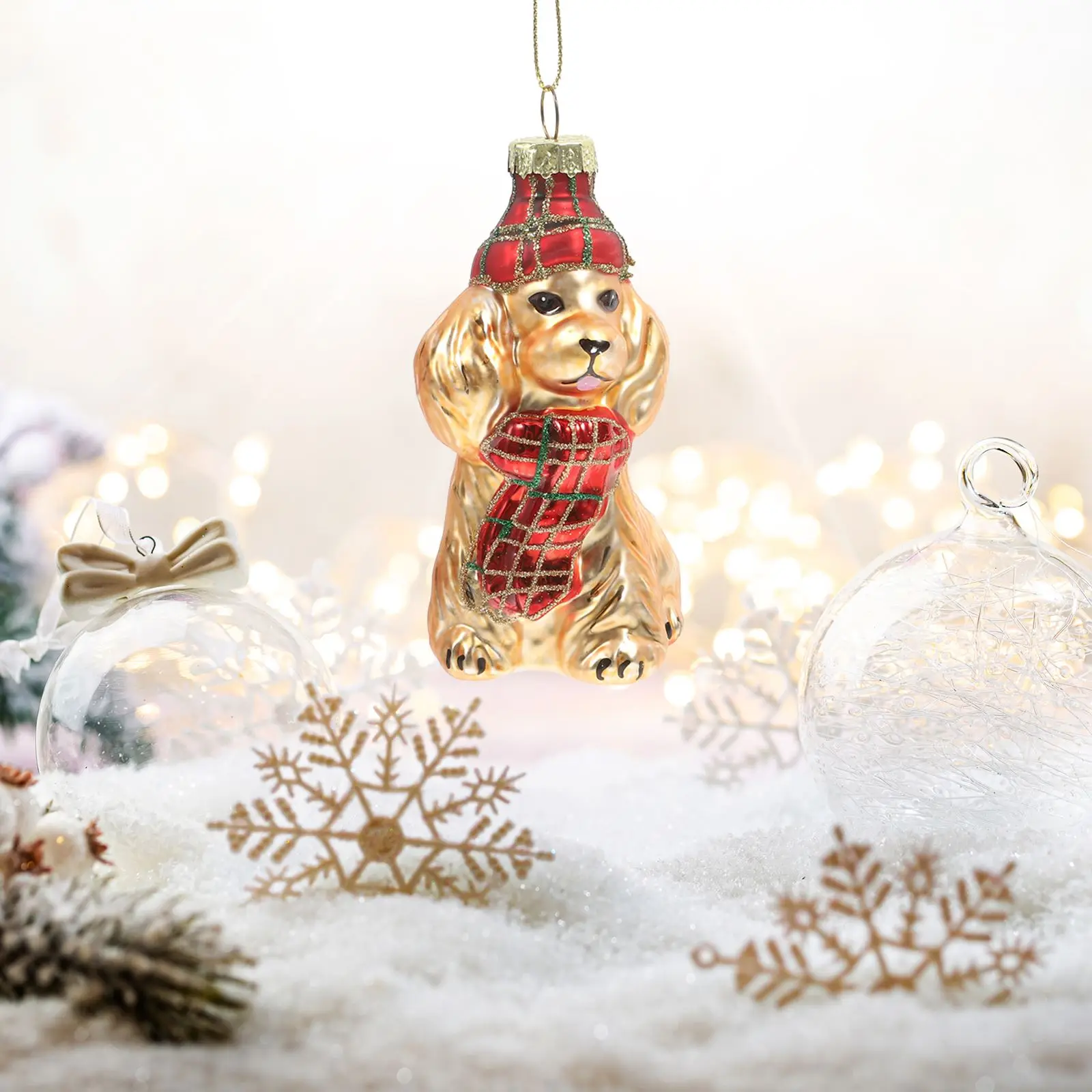 

Christmas Dog Glass Ornament Adorable Dog Hanging Decoration Xmas Tree Winter Decor Glass Dog Pendant for Holiday Celebrations