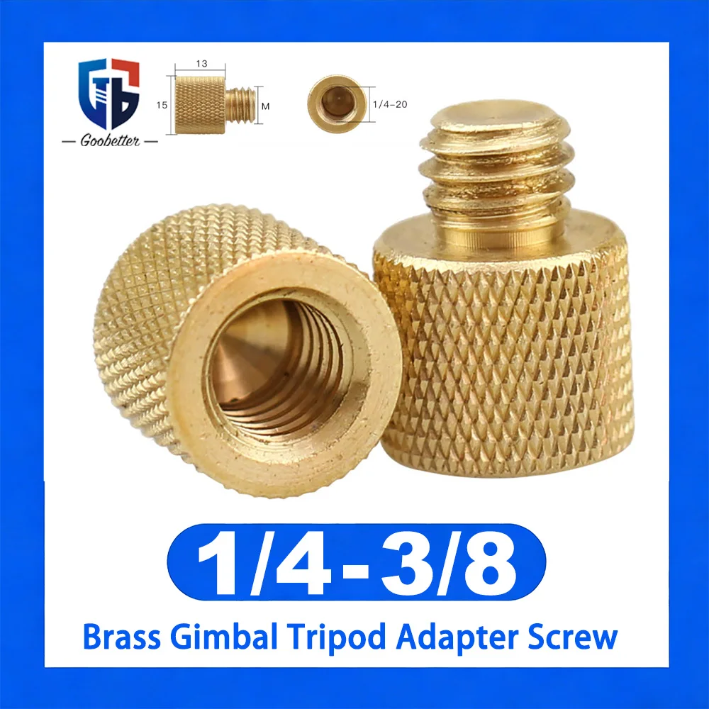 1Pcs Brass Tripod Adapter Screw 3/8 to 1/4 Female/Male Thread Hand Tighten Conversion Nut D15 for Camera Gimbal Stand