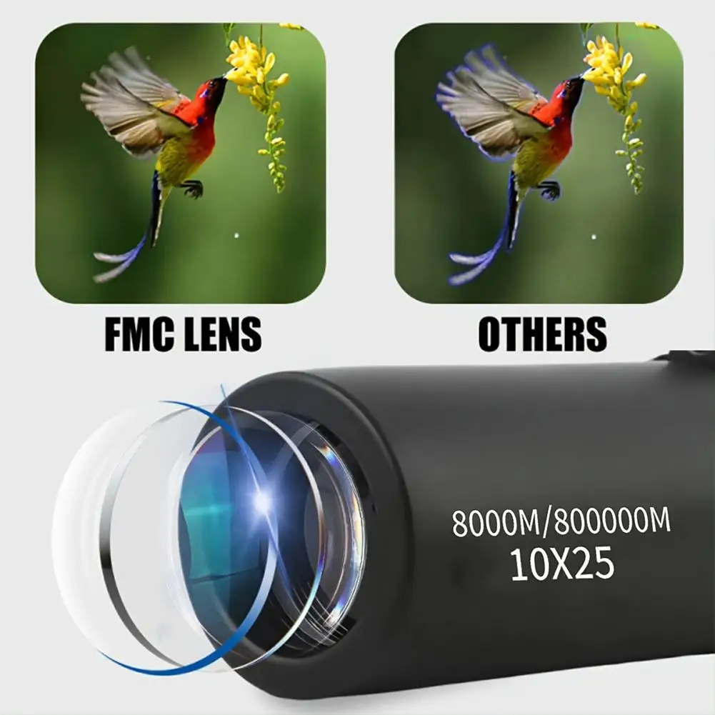 Portable High Power Monocular Telescope Low Light Night Vision HD Optic Scope With Phone Clip For Bird Watching Concert Sports