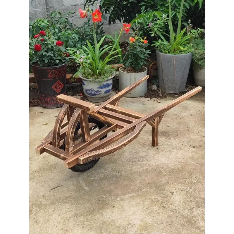 Antique wooden unicycle trolley balance car