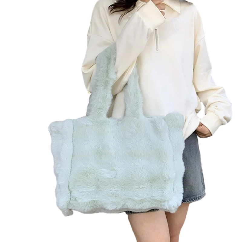 Plush Underarm Bag Ladies Handbag Plush Shoulder Bag Large Capacity Shopping Dating Bag for Women Autumn & Winter