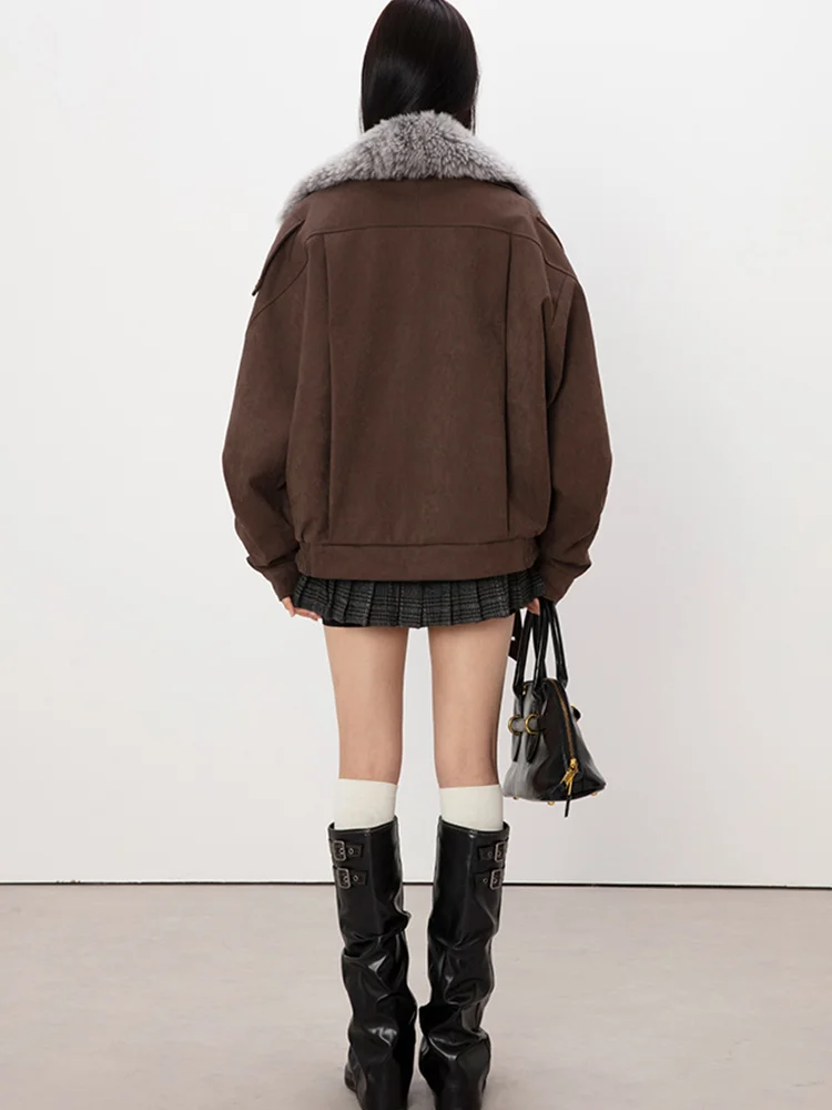 2025 Winter Goose Down Jacket Outwear Natural Real Sheep Lamb Fur Collar Coats Women's Luxury Female Parka Jacket