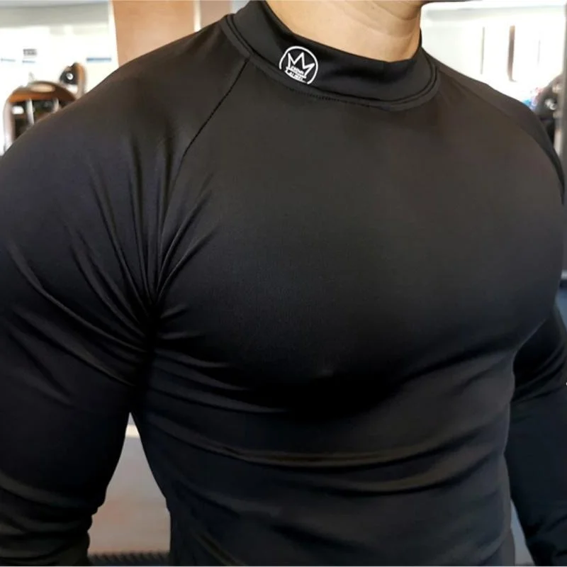 New Running T-shirt Men\'s Long Sleeve Compression Shirt Gym Training Top Man Bodybuilding Workout Clothing