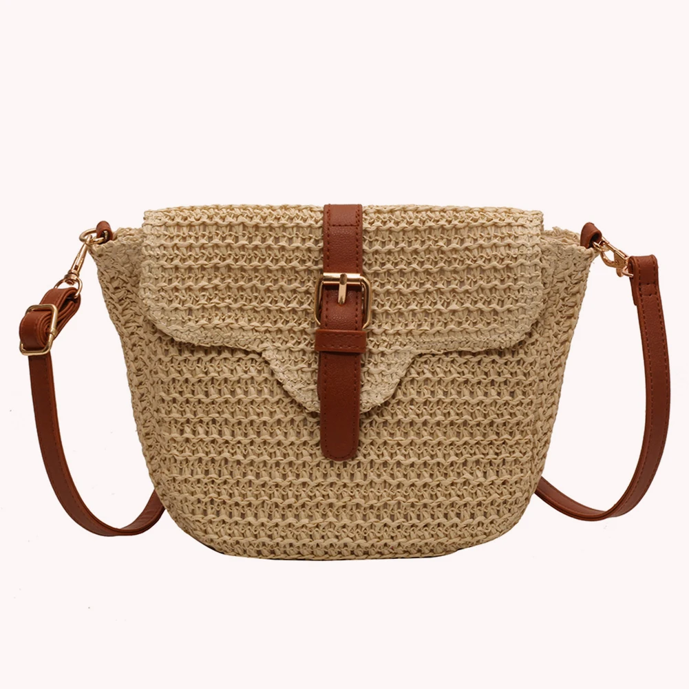 Borsa a tracolla da donna Borse a tracolla intrecciate estive Corda di carta fatta a mano alla moda Cinghie semplici regolabili Borsa per cellulare