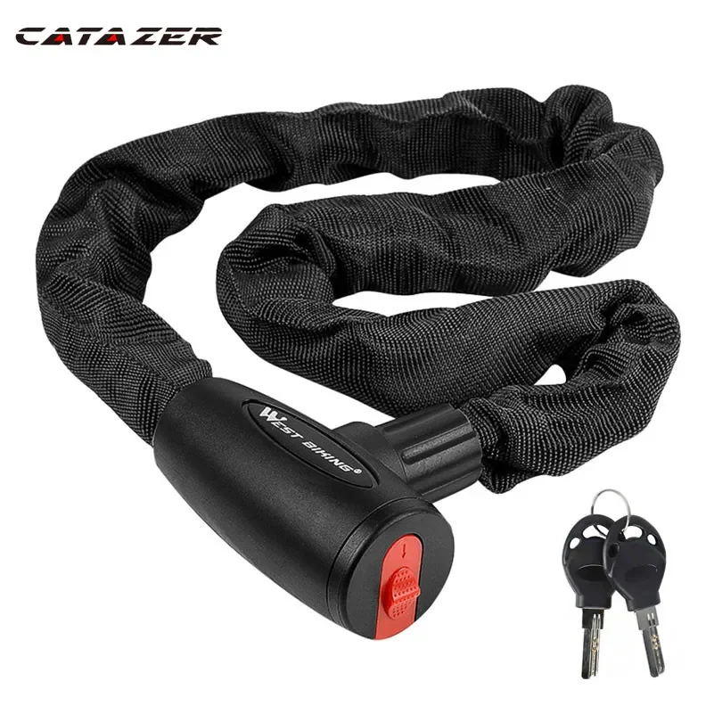 Bicycle Lock Steel Anti-Theft Bike Chain Lock Security Reinforced Cycling Chain Lock Motorcycle Anti Theft Bicycle Accessories