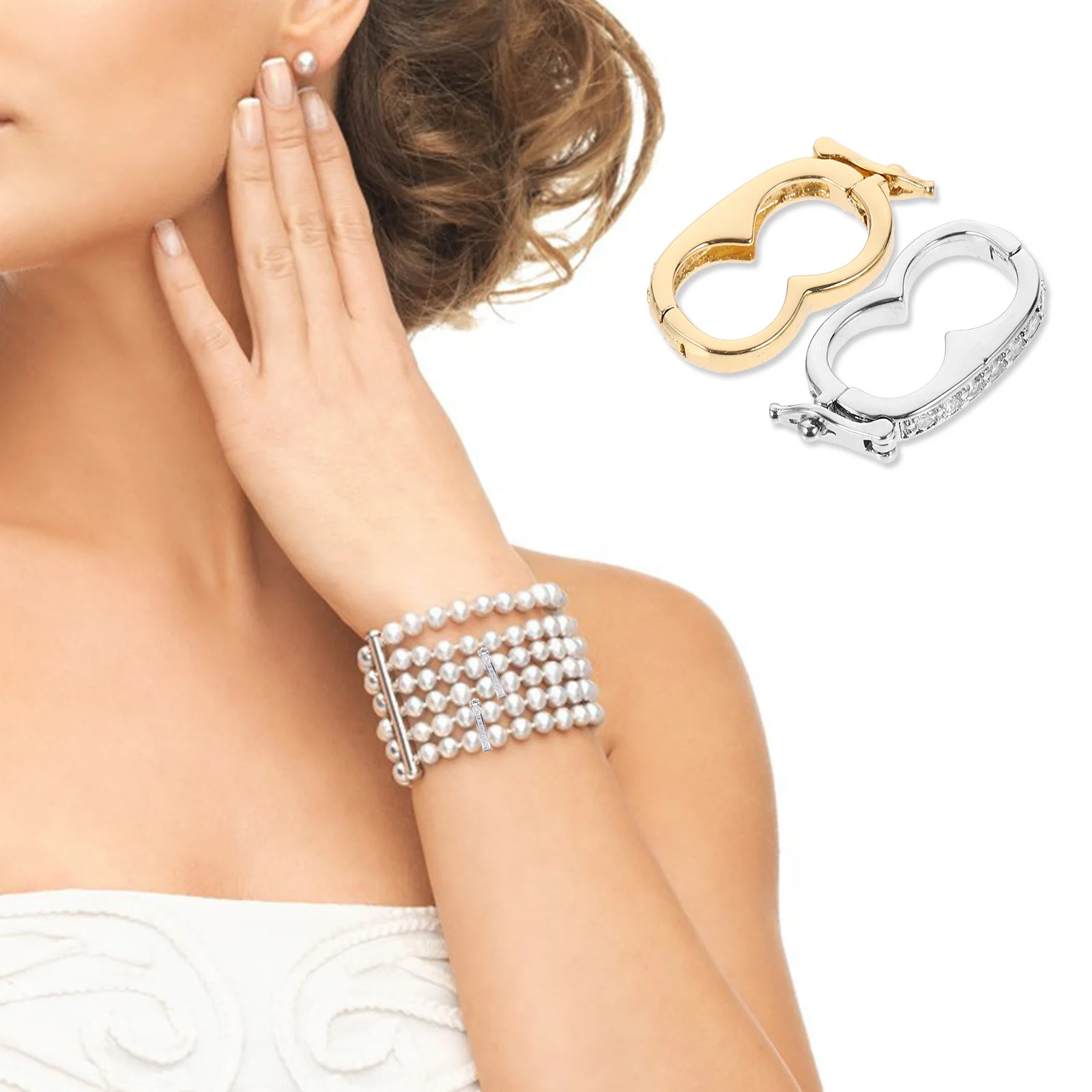 

2Pcs Brass CZ Pave Pearl Necklace Shortener Clasp Jewelry Making Enhancer Pendant Bail DIY Supplies for Necklaces and Bracelets