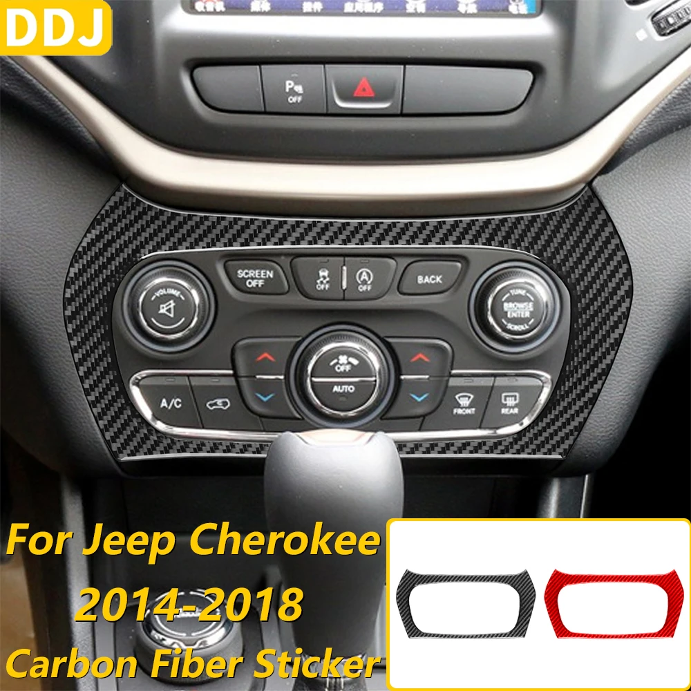 

Soft Carbon Fiber Central Air Conditioning AC Control Panel Decorative Cover For Jeep Cherokee 2014-2018 Interior Accessories