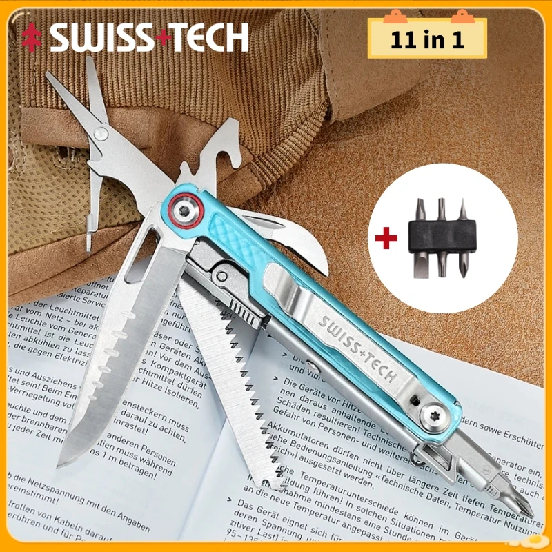 

SWISS TECH 11-in-1 Multi-Tool Folding Knife EDC Pocket Multifunctional Survival Tools Outdoor Camping Equipment