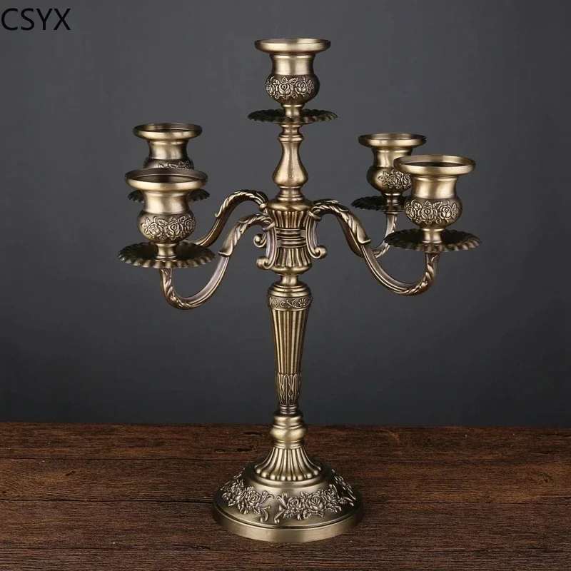 

New Bronze Candelabra Metal 5-arms/3 arms Candle Holders Wedding Decoration Candlesticks Event Candle Stand Table Centerpiece