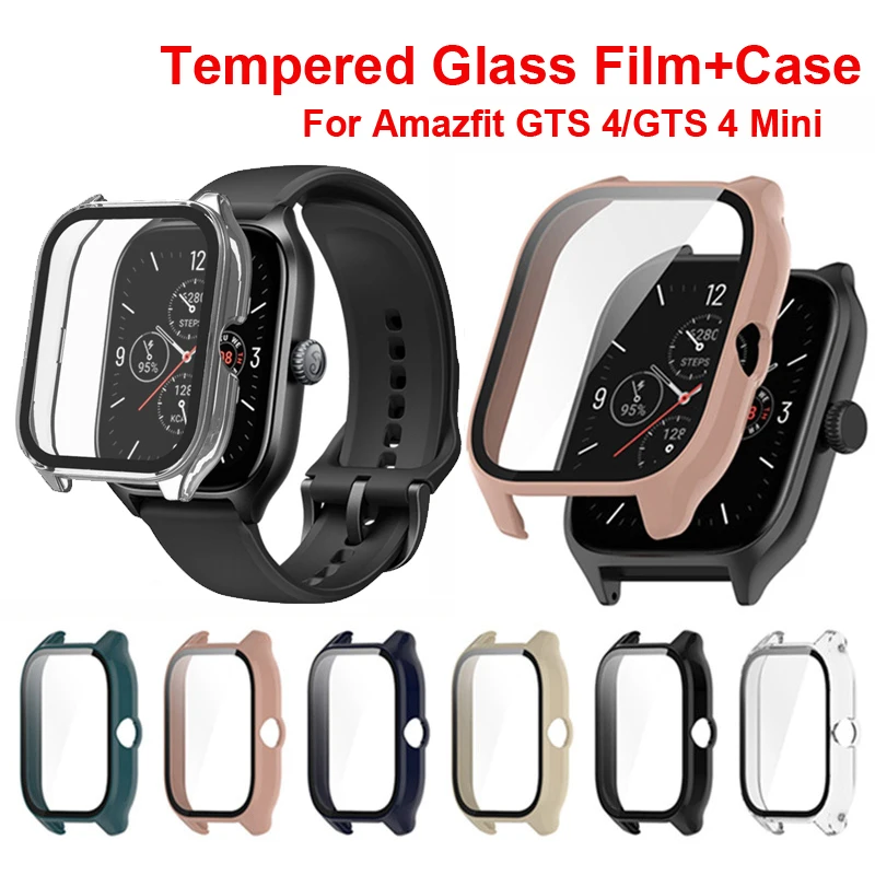 Tempered Glass+Case For Amazfit GTS 4 Screen Protector Cover Bumper For Amazfit GTS 4Mini /GTS4 Protective PC Glass Case Shell