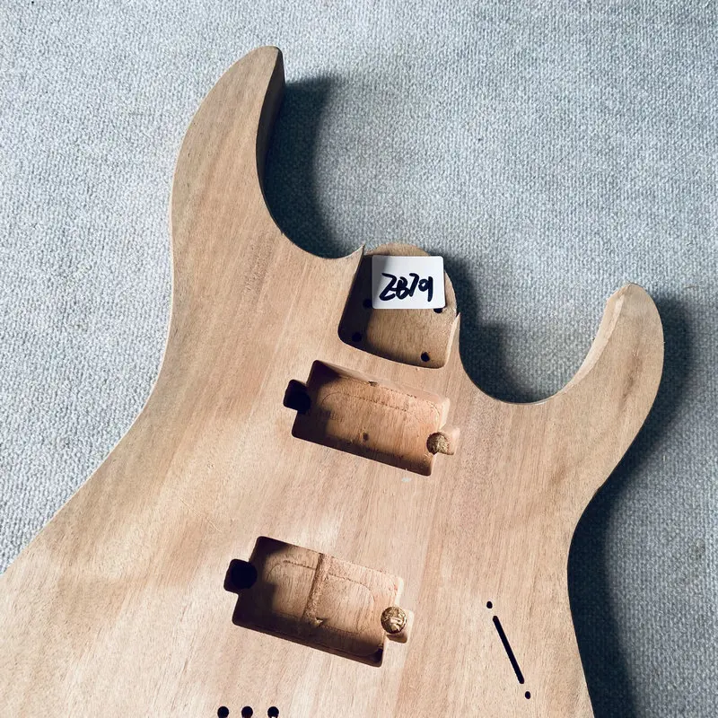 EB701 Natural Solid Mahogany HH Pickups ST Guitar Body String Through Body Unfinished No Paints for DIY Replace