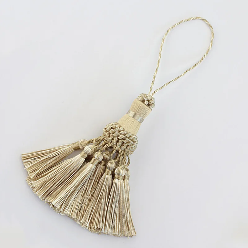 2Pcs Mini Tassel Hanging Pendant Decorative Small Tassel Fringe Trim Curtains Accessories Key Tassels for Curtains